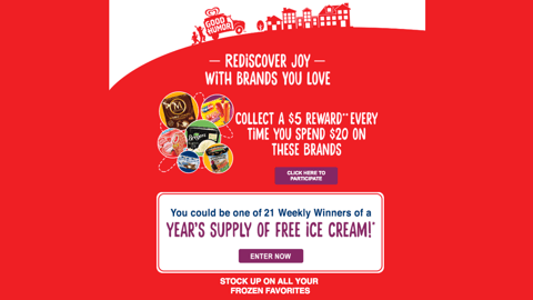 Unilever Albertsons 'Ice Cream Rewards' Web Page